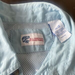 All American Fisherman Shirt Men's Extra Large Nylon powder blue Button Up